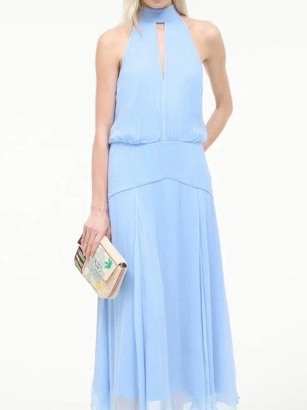 STAUD Light Blue Halter Midi Dress